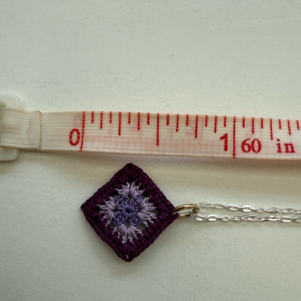 Sterling Silver Granny Square Crochet Pendant - Picture 6 of 8